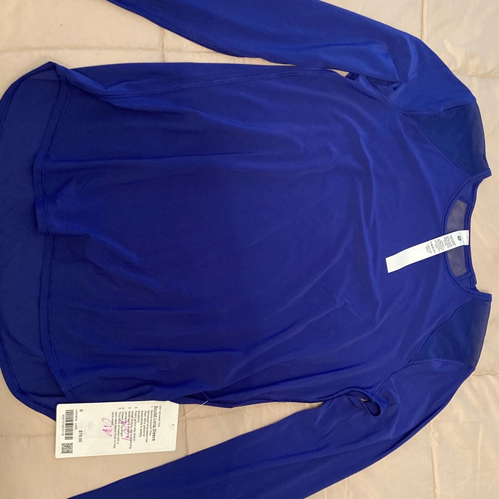Lululemon Athletica Royal Blue Mesh Detail Top